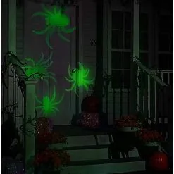 Spirit Halloween Whirl-A-Motion LED Green Spiders Projection Spot Light -Costume Decor Hub 01306455 c