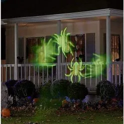 Spirit Halloween Whirl-A-Motion LED Green Spiders Projection Spot Light -Costume Decor Hub 01306455 e