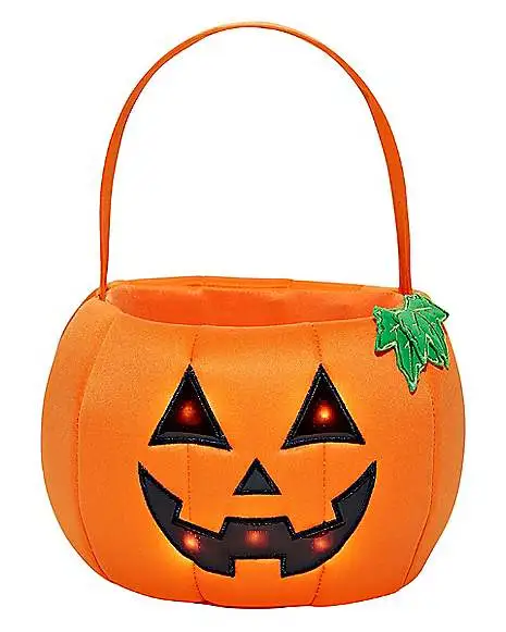 Spirit Halloween Light-Up Pumpkin Plush Treat Bucket 1 Spirit Halloween Light-Up Pumpkin Plush Treat Bucket