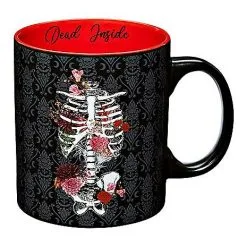 Spirit Halloween Dead Inside Floral Skeleton Coffee Mug 20 Oz.
