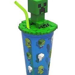 Spirit Halloween Minecraft Cup With Straw - 15 Oz. -Costume Decor Hub 01515600 c
