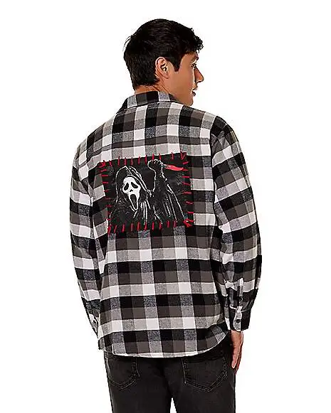 Spirit Halloween Adult Ghost Face Flannel Shirt 2 Spirit Halloween Adult Ghost Face Flannel Shirt - Image 2