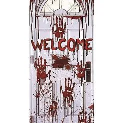 Spirit Halloween Bloody Handprints Welcome Door Cover