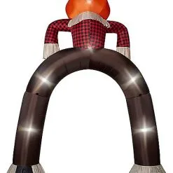 Spirit Halloween 12 Ft Light-Up Pumpkin Scarecrow Inflatable Archway -Costume Decor Hub 01602218 c