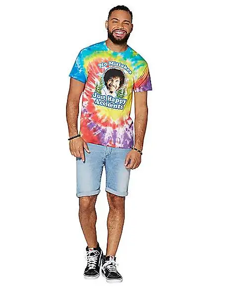 Spirit Halloween Happy Accidents Tie Dye Bob Ross T Shirt 4 Spirit Halloween Happy Accidents Tie Dye Bob Ross T Shirt - Image 4