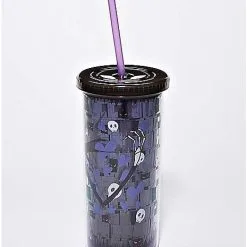 Spirit Halloween Jack Skellington Skull And Heart Cup With Straw 20 Oz. - The Nightmare -Costume Decor Hub 03368404 c