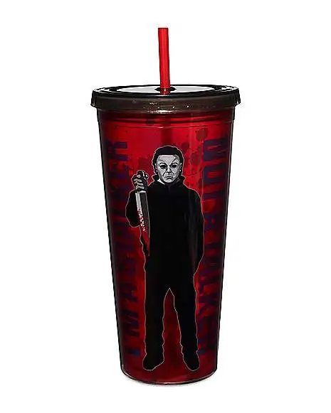 Spirit Halloween Michael Myers Stalker Cup With Straw 20 Oz. - Halloween 1 Spirit Halloween Michael Myers Stalker Cup With Straw 20 Oz. - Halloween